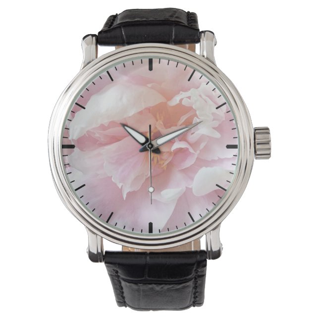 Stängning av Blek Rosa Peonies Armbandsur (Framsida)