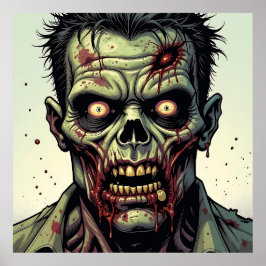 Stängning av en pop Art Zombie Halloween Poster