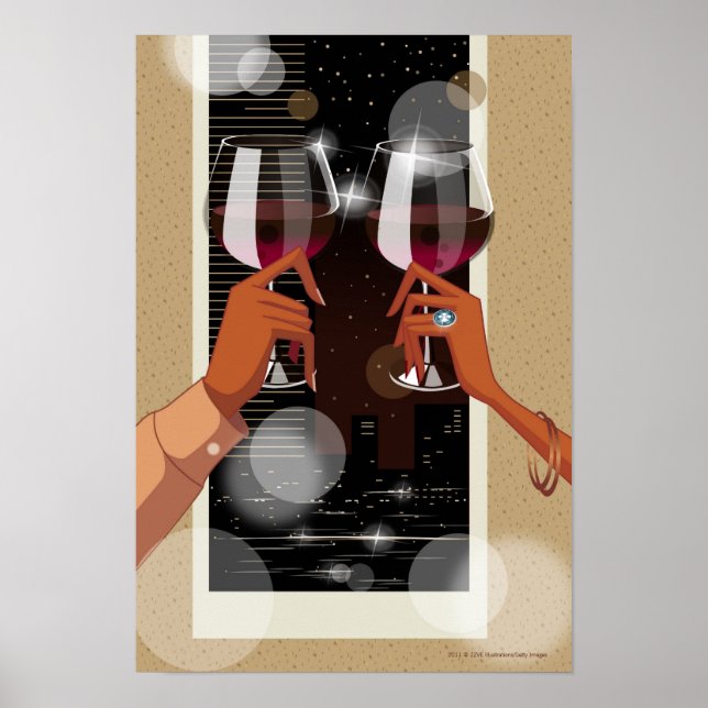 Stängning av ett pars smak med vin-glas poster (Framsidan)