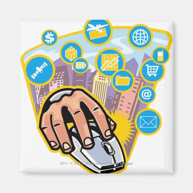 Stängning av hand på datormus magnet (Framsidan)