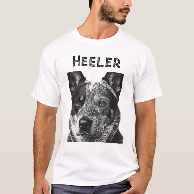 Stängning av Heeler (Blue Heeler Hund) T Shirt (Framsida)
