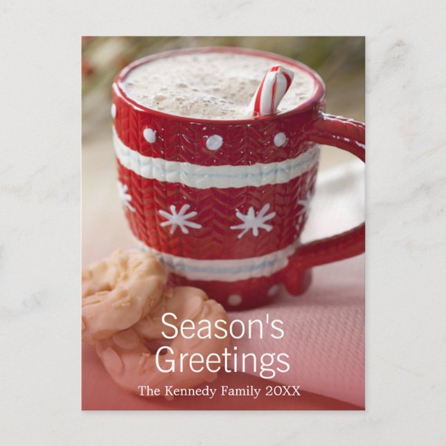 Stängning av kakor och mugg av hett choklad vykort (Framsida)