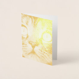 Stängning av katt med Gult Öga Folierat Kort