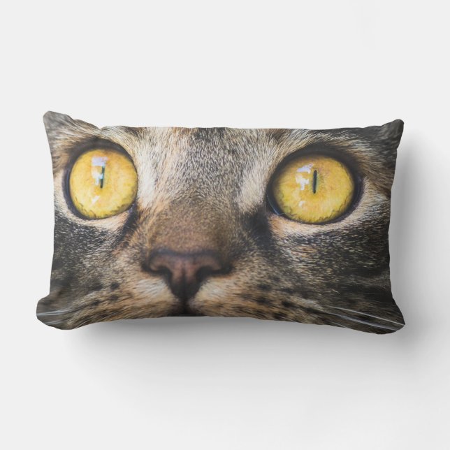 Stängning av katt med Gult Öga Lumbarkudde (Framsida)
