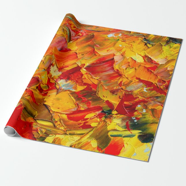 Stängning av makrofinfragment av oljemålning struk presentpapper (Utrullad)