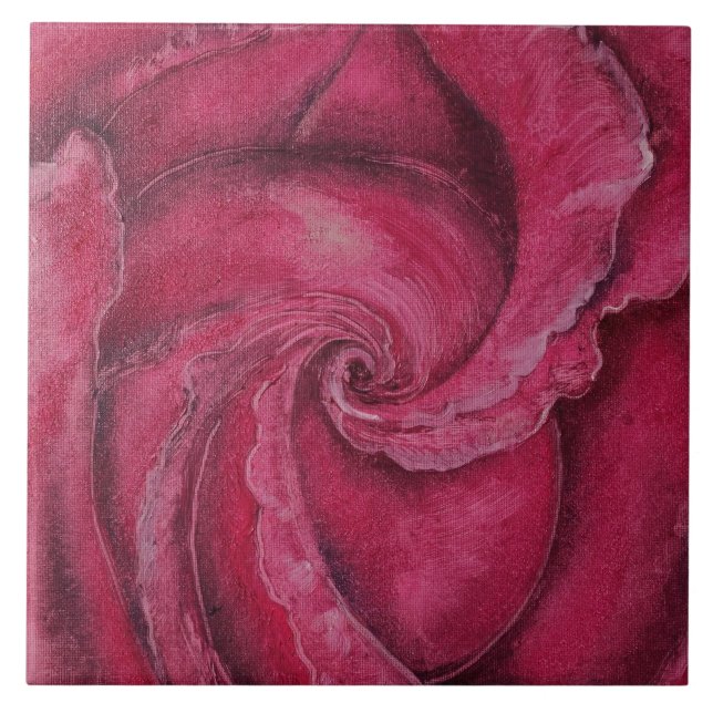 Stängning av röd ros kakelplatta (Framsidan)