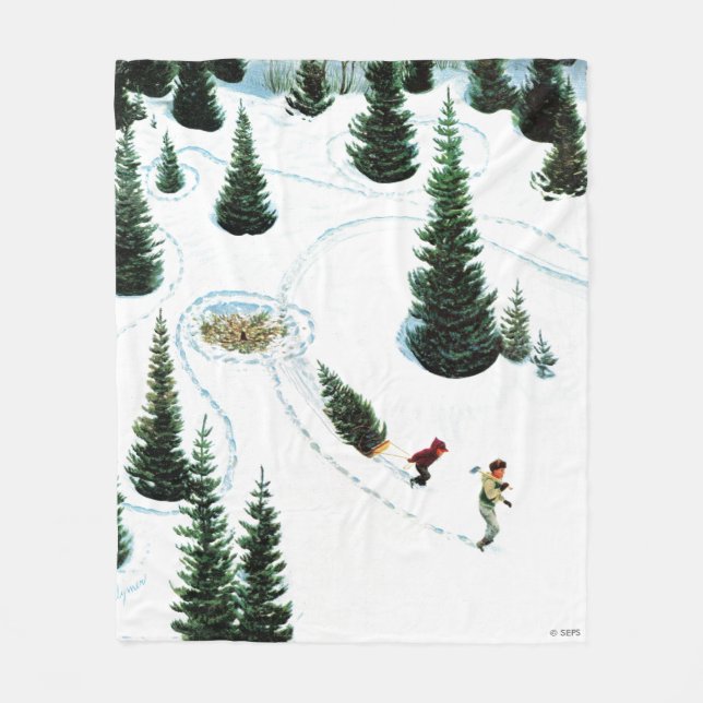 Stängning av Träd Fleecefilt (Framsidan)