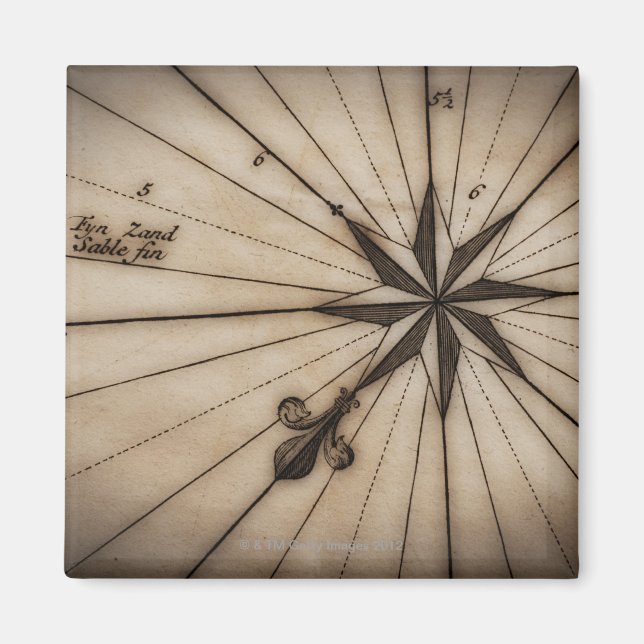 Stängning av vind ro på antika karta magnet (Framsidan)