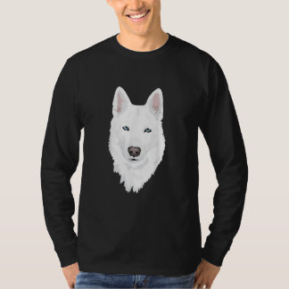 Stängning av vit Siberian husky - vit sötad Snö T Shirt