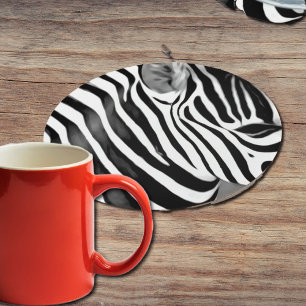 Stängning av Zebra-utskrift Underlägg Papper Rund