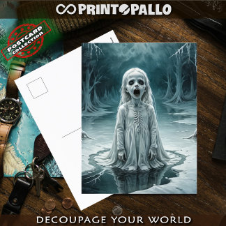 Stängt barnspöke i isig vintertid sjö vykort