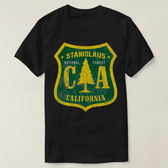 Stanislaus National Forest California Shield Vinta T Shirt (Design framsida)