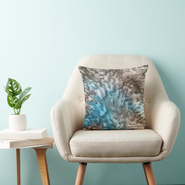 'Stänk 2' Aqua Taupe-Abstrakten Kudde (Stol)