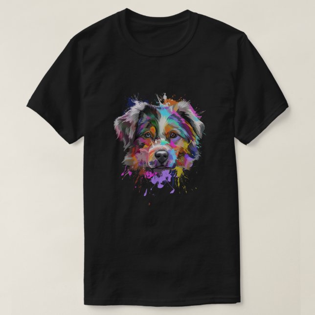 Stänk Art Australian shepherd T Shirt (Design framsida)