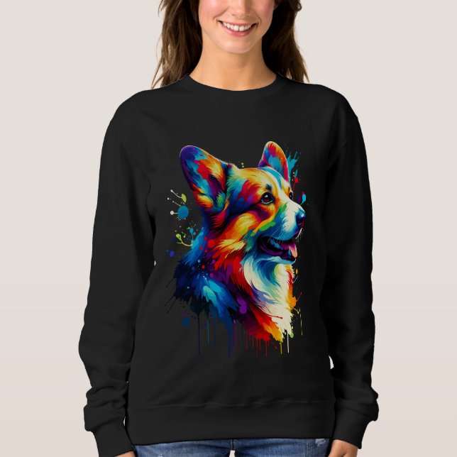 Stänk Art Cardigan Welsh Corgi Corgis T Shirt (Framsida)