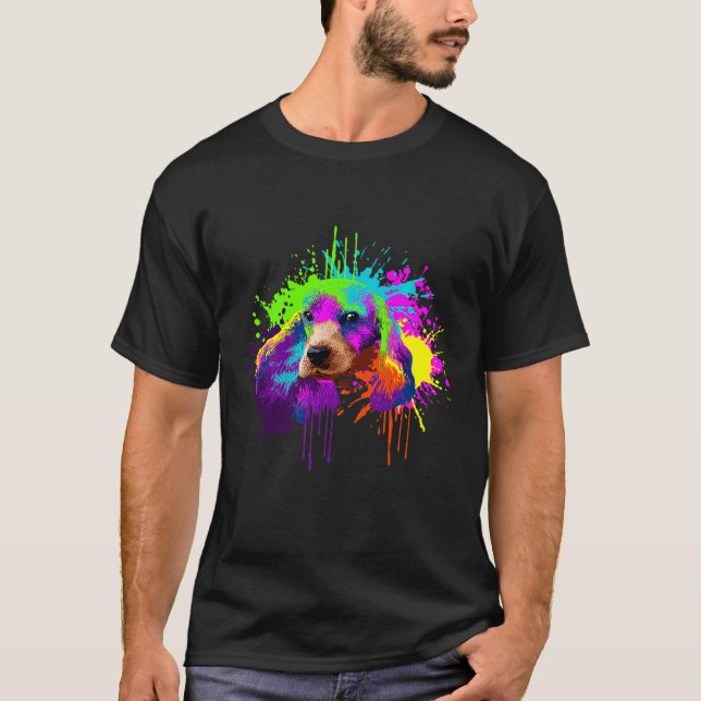 Stänk Art Cocker Spanska Hundägare Idea Hund T Shirt (Framsida)