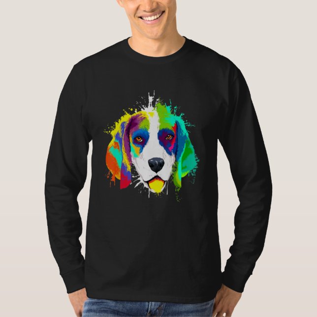Stänk Art Colorful Beagle Hund T Shirt (Framsida)