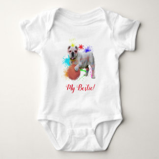 Stänk Art Cute British Bulldog Baby Bodykostym T Shirt