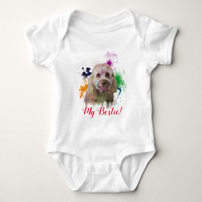 Stänk Art Cute Cavapoo Hund Bodykostym Baby T Shirt (Framsida)