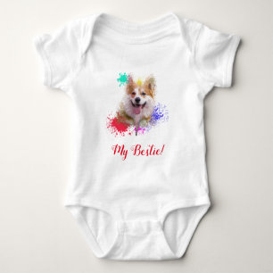 Stänk Art Cute Corgi Hund Baby Bodykosti T Shirt