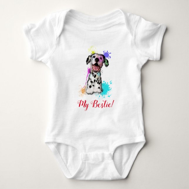 Stänk Art Cute Dalmatian Hund Bodykostan Baby T Shirt (Framsida)