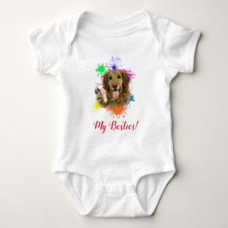 Stänk Art Cute Golden Retriever Hund Baby Bodykost T Shirt
