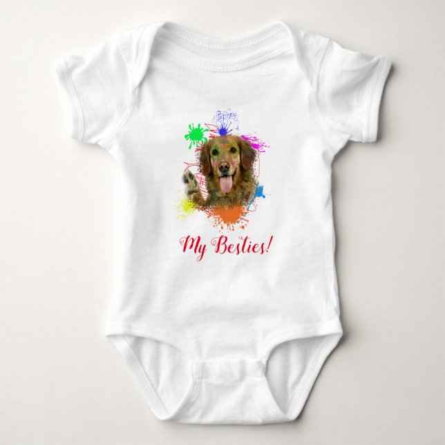 Stänk Art Cute Golden Retriever Hund Baby Bodykost T Shirt (Framsida)