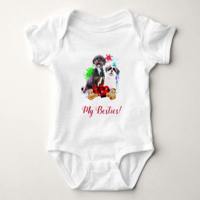 Stänk Art Cute Shih Tzu Hund Bodykostym T Shirt (Framsida)