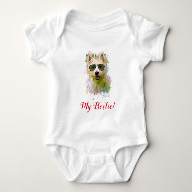 Stänk Art Cute Westie Hund Bodykoste Baby T Shirt (Framsida)