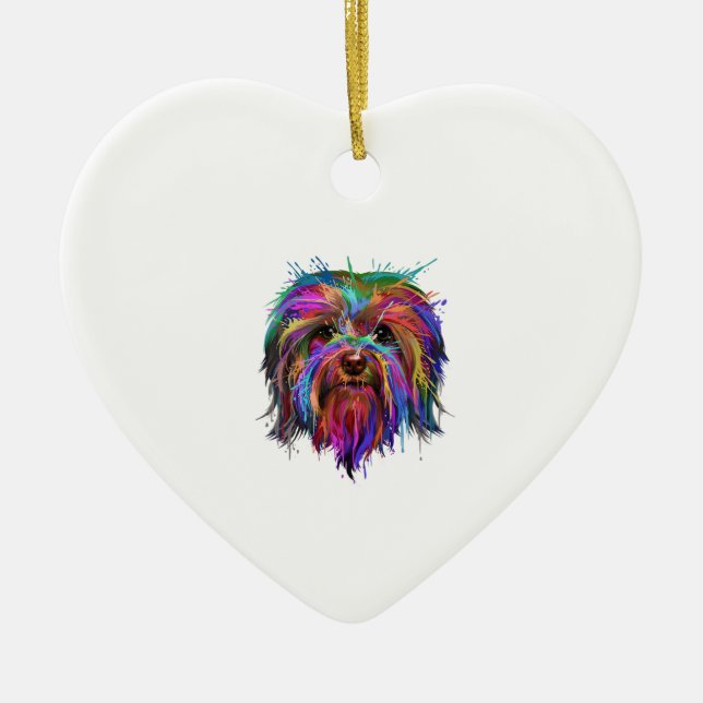 Stänk Art Havanese Cute Bichon Habanero Gift Julgransprydnad Keramik (Framsidan)