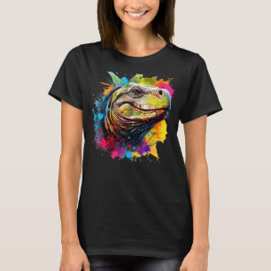 Stänk Art Lizard Animal Lover Colorful Komodo Dra T Shirt
