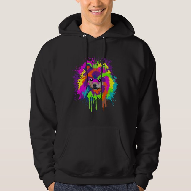 Stänk Art Pommern Hund Idea Hoodie (Framsida)