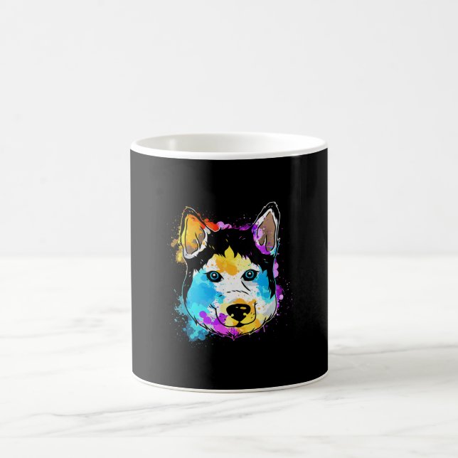 Stänk Art Siberian husky Cute Gift Manar Kvinnor Kaffemugg (Center)