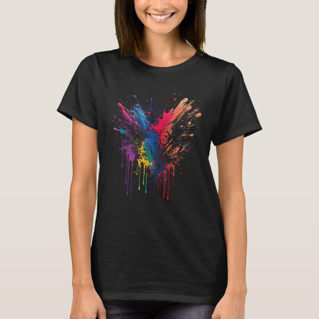 Stänk Art Splatter färg vit T Shirt (Framsida)