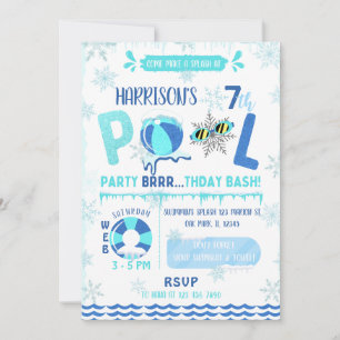 Stänk Bassäng Party Boy Swimming Birthday Inbjudningar