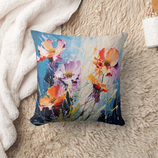 Stänk Blommigt konst Kudde (Filt)