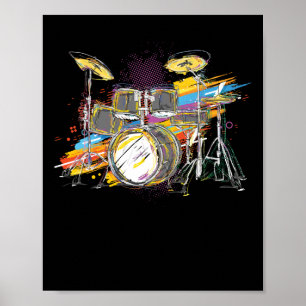 Stänk Drum Musician for Drummer Watercolor for Dr Poster