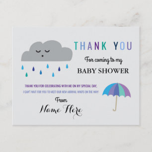 Stänk för baby shower för tackkortmoln regnar tack kort