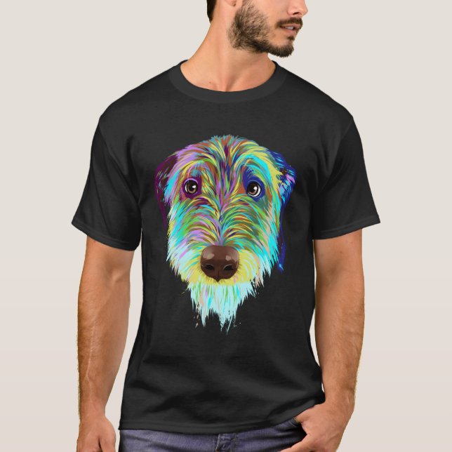 Stänk Hund Irish Wolfhound T Shirt (Framsida)