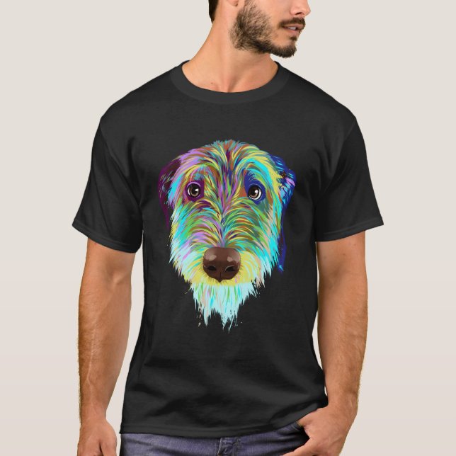 Stänk Hund Irish Wolfhound T Shirt (Framsida)