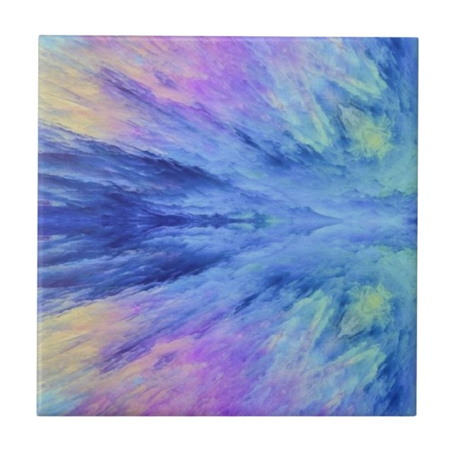 Stänk i färg molnen gröntarna lila rosa kakelplatta (Framsidan)