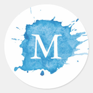 Stänk i Färg ⎥ monogramsymbol Runt Klistermärke