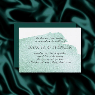 STÄNK i GRÖNTEN Emerald Jade Watercolor Bröllop Inbjudningar