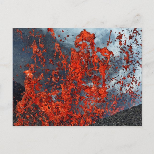 Stänk i hett lava från vulkanutbrottet vykort (Framsida)