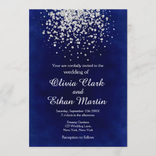 Stänk i Silver Glitter om Royal Blue Inbjudningar