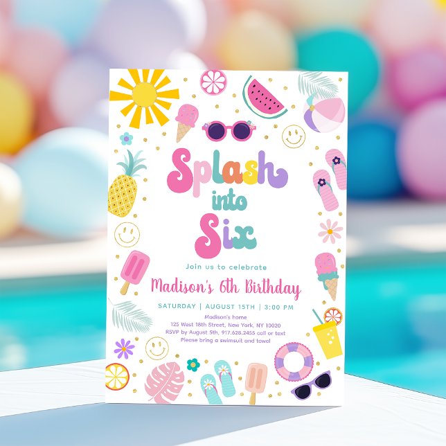 Stänk in i sex Bassäng-Party sommardag Inbjudningar (Skapare uppladdad)