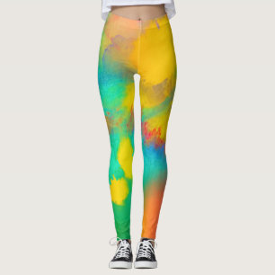 Stänk med färglöst vattenfärg leggings