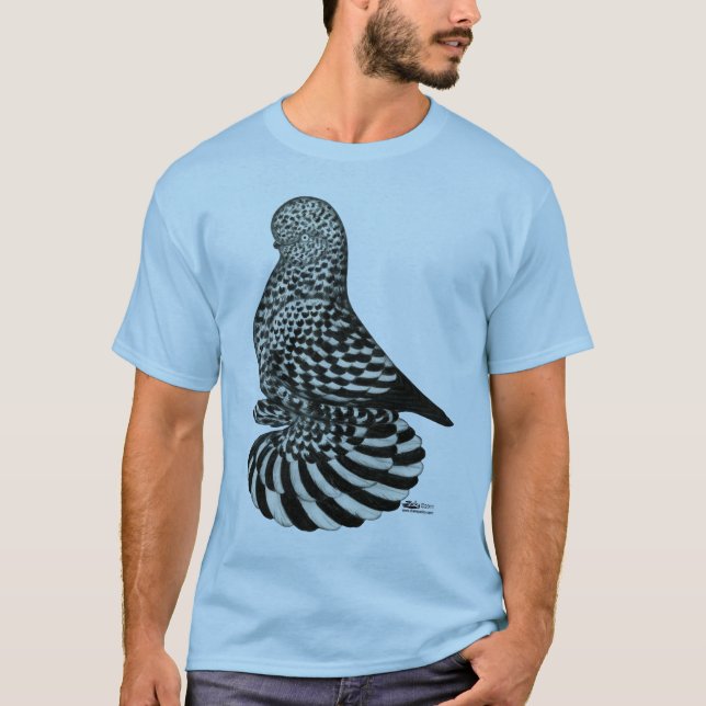 Stänk muffed Tumbler Pigeon Tee (Framsida)