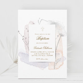 stänk och blommor | Baptism Inbjudningar