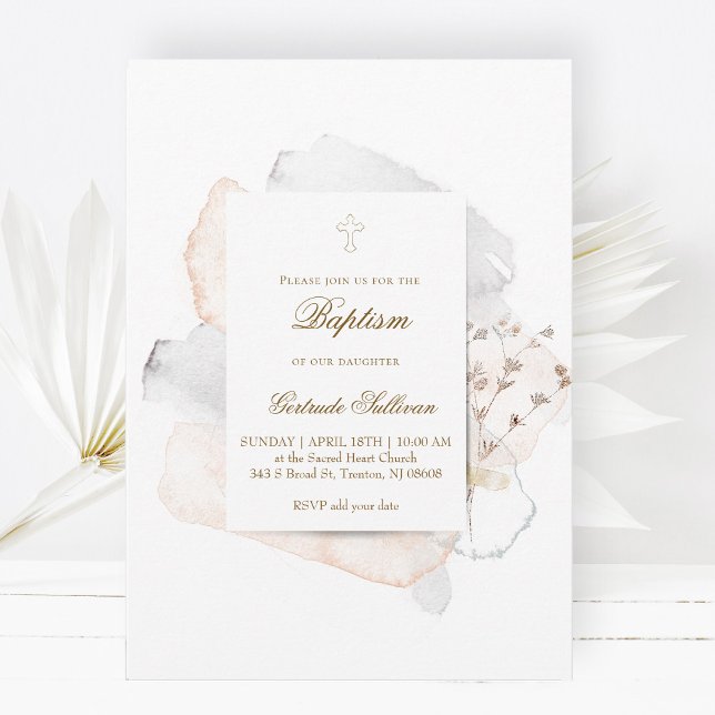 stänk och blommor n5 | Baptism Inbjudningar (Skapare uppladdad)